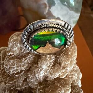 Sterling silver aura opal mountain